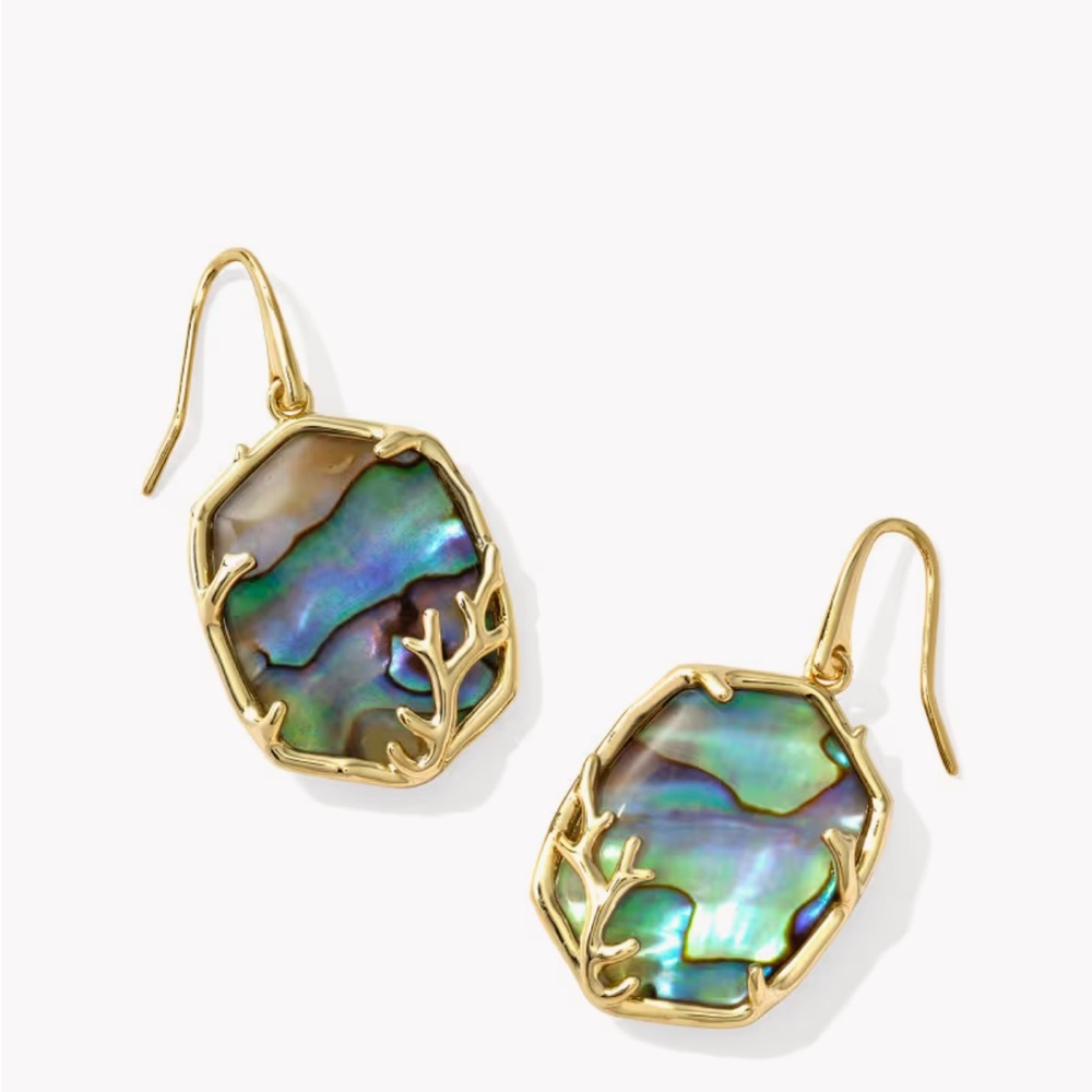 Kendra Scott Daphne Gold Coral Frame Drop Earrings in Abalone